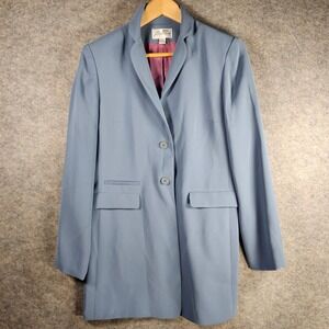 VTG Barami Women Blue Button Blazer Jacket Size 8 Long Sleeve Faux Pockets Lined
